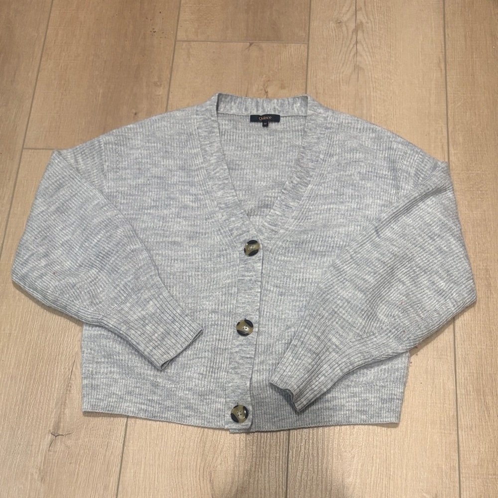Quince Wool and Baby Alpaca Gray Button-Up Women's Sweater